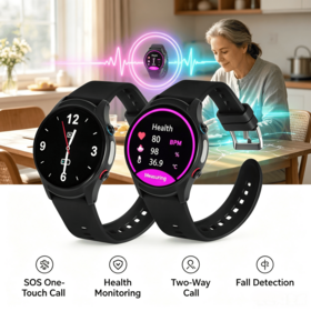 4G Senior Safety Watch One-Click SOS Electronic Fence History Track Body Temperature and Sleep Monitoring for Parents