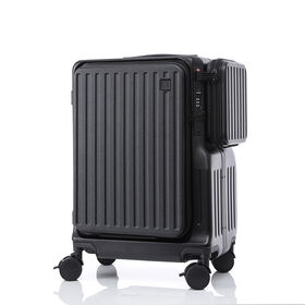 Dual Opening Front Access Luggage, Anti-Crash Zipper 20 Inch Carry On Multi-Functional Trolley Suitcase