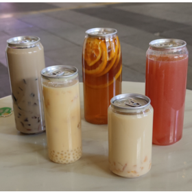 Disposable PET Sealed Transparent Milk Tea Cans & Bottles with Direct Drinking Feature Custom Logo for Coffee Shops