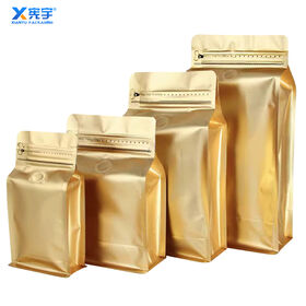 Hot Sale Coffee Storage Zipper Stand Up Pouch Resealable Aluminum Foil Moisture Proof Plastic Flat Bottom Bag With Degassing Valve