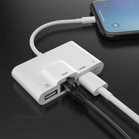 Lightning to HDMI Adapter for iPhone/iPad to TV, USB OTG LAN Adapter for Live-Streaming, MIDI Keyboard, Mouse, HD TV/Projector/
