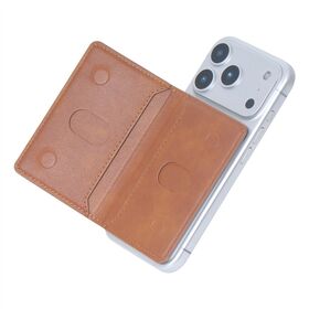 Wholesale New Arrival Contrast Color Magnetic Card Pouch, Durable PU Leather Phone Card Storage Wallet fun