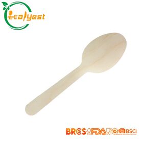 BRC Certified Birch Wood Disposable Spoon 160mm Eco Friendly Sustainable Cutlery Ideal for Restaurants and Parties