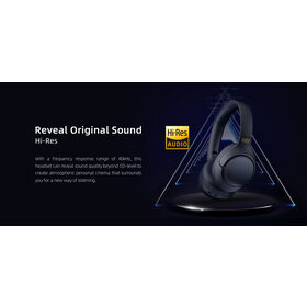 43dB Hybrid ANC over ear Bluetooth headphone with 6-Mic ENC Calls 40mm Ti-Coated Hi-Res Driver 68ms Low Latency