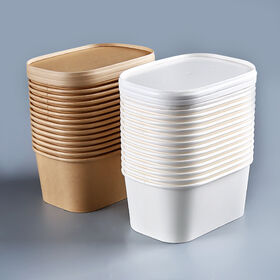 Factory Custom Biodegradable square Kraft Paper Food Container Take Away Disposable Salad Bowls With Lid