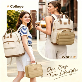 2-in-1 Design Laptop Backpack with Removable Lunch Cooler 15.6" Sleeve, Ice Pack, Anti-Theft, Travel Friendly