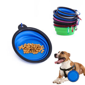 Large Folding Silicone Pet Bowl Solid Pattern Outdoor Dog Feeder