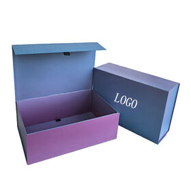 Boîte Cadeau Pliante Magnétique de Luxe en Carton Recyclable Violet avec Ruban et Logo Personnalisé