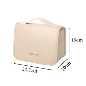 Large Capacity Cosmetic Bag, Soft Touch PU Travel Wash Organizer Pouch with Hanging Hook