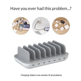 160w desktop public portable mobile phone charger station smart fast dc electric 7 ports usb-c cellphone charging station