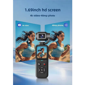 Smart Face Tracking Action Camera 180 Degree Automatic Rotation Lens WiFi Travel Vlogging Camcorder