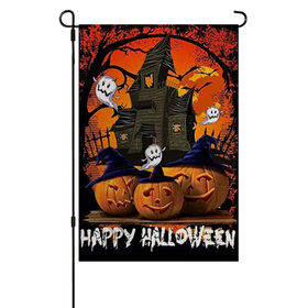 Halloween Haunted House Pumpkin Ghost Garden Flag Happy Halloween Yard Flag Seasonal Outdoor Lawn Porch Decor Banner Custom