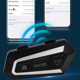 TOUCARE T12 Motorcycle Helmet Mesh Intercom Headset 8-Rider 1200M Range IP67 BT 5.3 DSP CVC Noise Cancelling for Group Touring