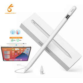 Dual-Charge Active Stylus for iPad with Palm Rejection White Aluminum Alloy Magnetic Attraction Rechargeable with Type-C