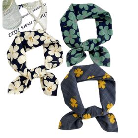 2026 New Spring Summer Korean Cotton Linen Square Floral Print Fresh Elegant Soft Neck Stylish Scarf