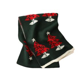 2026 New Premium Festive Christmas Red Knit Reindeer Snowflake Print Warm Cozy Soft Stylish Couple Scarf