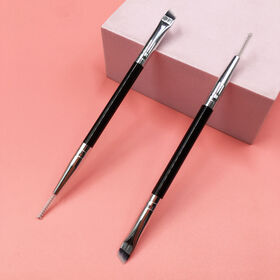 Low MOQ Wholesale Double Headed Angled Eyebrow Brush Micro Eyelash Comb Brushes Brow Lamination Brush