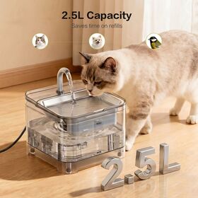 PC Smart Haustier-Wasserbrunnen Pumpe-frei Längere Lebensdauer 25dB Geräuscharm Gebogener Schlauch Lockt Katzen zum Trinken 2.5L Wasserspender