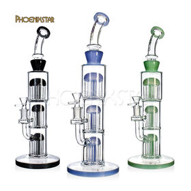 Phoenix star 14.8 inches glass water pipe with 10 tree arms perc mixed colors wholesale