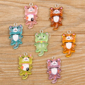 DIY resin accessories Transparent color luminous cartoon kitten pendant necklace Animal charm