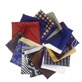 Men Vintage Floral British Pattern Silk Square Scarf Suit Handkerchief