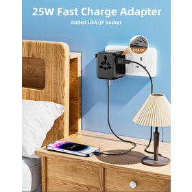 All in One International Plug Adapter with USB C Charger for Global Travel Hotels Business Trips and Daily Charging Needs
