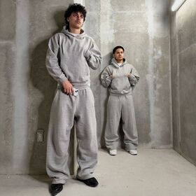 Custom Heavyweight Cotton Blend Blank Oversized Pullover Hoodie And Sweatpants Tracksuits Sweatsuits Sets With Pockets