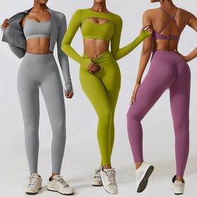 Active Wear 2 Pieces Sports Bra Top Yoga Jacket Workout Sets for Women Sportswear Gym Fitness Set