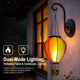 Solar Hot Air Balloon Lantern Flickering Flame Hanging Outdoor Decoration