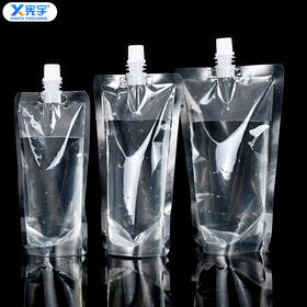 Cheap Frozen Clear Stand Up Plastic Drink Pouch Leakproof Resealable Ziplock Bag For Party Beer Mineral Water Juice Beverage