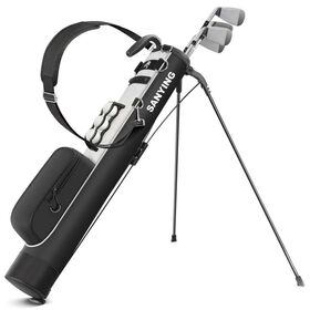 Lightweight Mini Sunday Golf Stand Bag Portable Driving Range Carry Bag With Padded Single Strap Navy Blue White