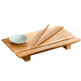 Bamboo Japanese Sashimi Serving Tray Rectangular Cuisine Dinner Plate