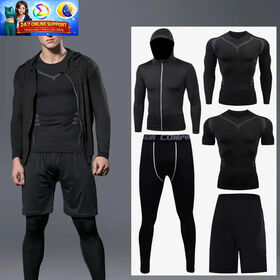 OEM ODM Wholesale Custom Logo Men's 5-piece High-elasticity Quick-drying Breathable Sportswear Fitness Set