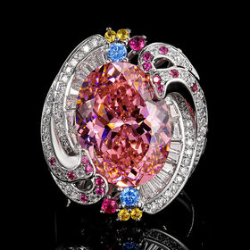 Adjustable Pink Diamond Ring Luxury Opening Finger Ring Fashion Accessory