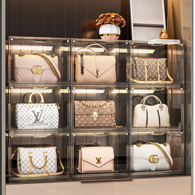 Transparent Dustproof Handbag Storage Box Magnetic Door Display Bin