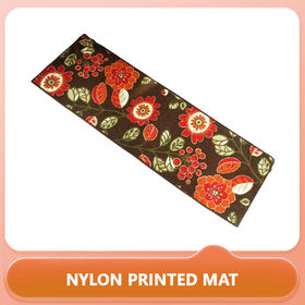 Vintage Floral Printed Nylon Runner Rug for Bedside