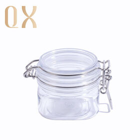 Food Grade PET Cosmetic Jar Square Snap Lid Sealed Herbal Container