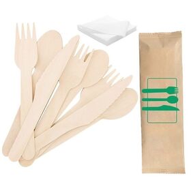 Eco-Friendly Disposable Wood Cutlery Set Heat Resistant Durable for Catering Services and takeaway food