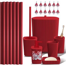 Hot Selling Christmas Bathroom Accessories Set Xmas Shower Curtain Toilet Brush Trash Can Soap Dispenser