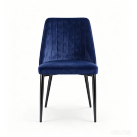 Luxury Vertical Channel Royal Blue Velvet Dining Chair For Modern Home Restaurant