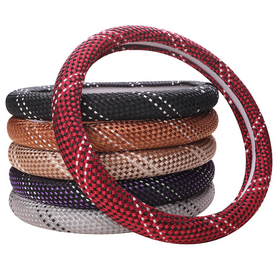 Car steering wheel cover suitable for all seasons. Made of durable material with anti-slip and sweat-absorbing properties.