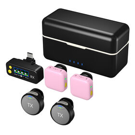 Microfone Condensador Sem Fio 2.4GHz, Estoque 4 em 1, Mini Microfone de Lapela, Preço de Atacado Direto de Fábrica para Transmissão ao Vivo e Aula Online