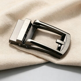 Brushed Gunmetal Auto Lock Prong Buckle, Durable Zinc Alloy Automatic Belt Buckle for Men Leather Belts