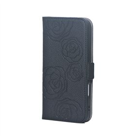 Pu Leather Phone Case Filp Case Fashionable Full Embossed Rose Pattern Leather Phone Wallet with Kickstand with Card Slots