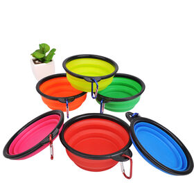 Wholesale Custom logo 350ml 1000ml Foldable Carrier Portable Pet Dog Collapsible Bowl