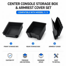 3PCS SET Center Console Organizer Set for Tesla Model Y Juniper, Model YL and Model 3 Highland Interior Storage Accessories