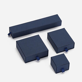 High-End Blue Paper Jewelry Box for Necklaces and Bracelets