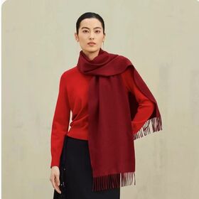Wool Scarf for Women with Two-Sided Solid Color for Fall and Winter