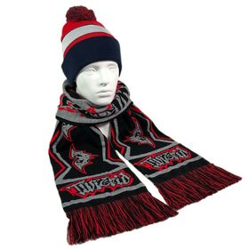 Custom Knitted Acrylic Football Scarf with Team Logo for Fans