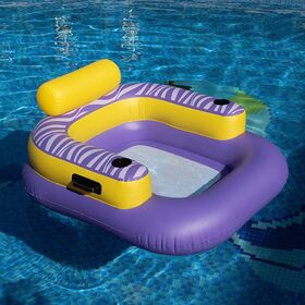 Inflatable water lounge chair, adult thick pool float, inflatable sofa, mesh belt, cup holder seat, floating bed
